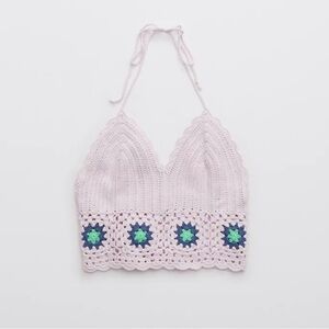 Aerie Textured Halter Cropped Bra Top